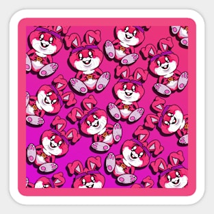 Funny bunnies in pink pattern Sticker